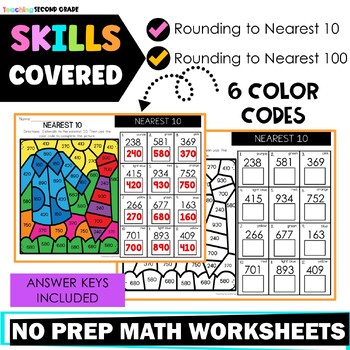 Estimating to the Nearest 10 and 100 Color by Code Worksheets - Image 3