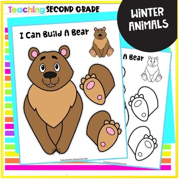 One Page Cut and Paste Winter Animals Crafts - Penguin Bear Fox and 5 More - Image 2
