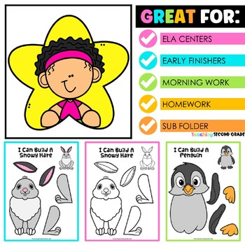 One Page Cut and Paste Winter Animals Crafts - Penguin Bear Fox and 5 More - Image 4