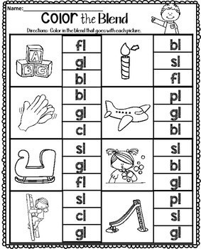 L Blends Worksheets Beginning Consonant Blends cl fl gl sl bl pl - Image 2