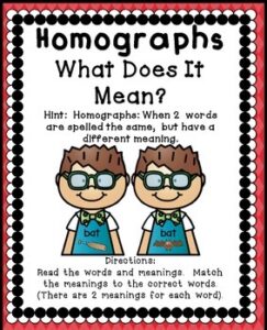Homographs Activities Multiple Meaning Words ELA Center - Teaching ...