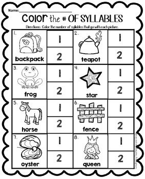 Syllables Worksheet For Kindergarten Syllable Worksheets And Teaching