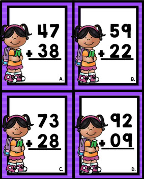 2 Digit Addition with Regrouping Math Task Cards - Teaching Ideas Made Easy