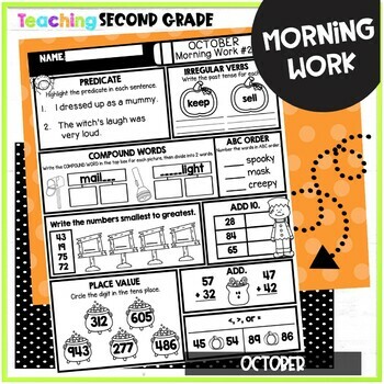 October Math and ELA Morning Work or Homework for 2nd Grade - Image 3