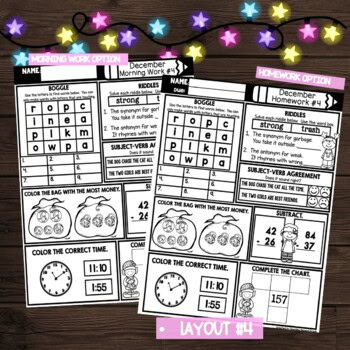 December Math and ELA Morning Work or Homework for 2nd Grade - Image 3