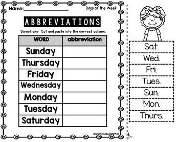 Abbreviations Cut and Paste ELA Worksheets - Image 2