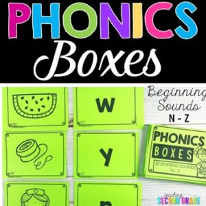Beginning Sounds Phonics Boxes ELA Task Cards
