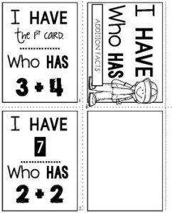 Addition Facts I Have Who Has Game - Teaching Ideas Made Easy