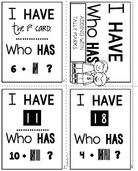 Addition Facts with Tally Marks I Have Who Has - Image 2
