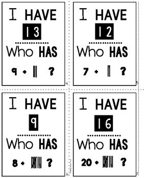 Addition Facts with Tally Marks I Have Who Has - Image 3
