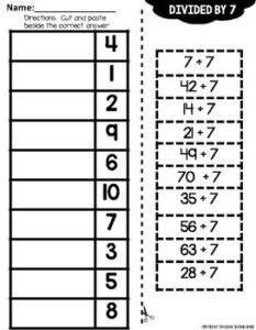 Division Cut and Paste Math Worksheets - Teaching Ideas Made Easy