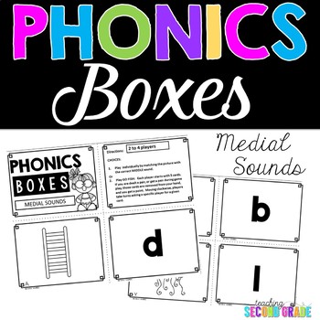 Medial Consonant Sounds Phonics Boxes ELA Task Cards