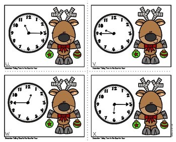 Telling Time to the Quarter Hour Christmas Math Task Cards - Image 2