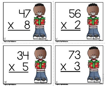 2 Digit by 1 Digit Multiplication Christmas Math Task Cards - Teaching ...