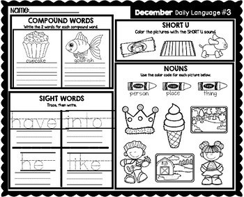 December ELA Morning Work for 1st Grade - Image 2