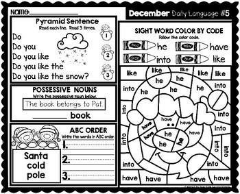 December ELA Morning Work for 1st Grade - Image 3