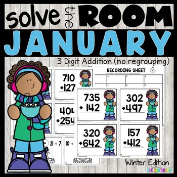Winter 3 Digit Addition without Regrouping Math Task Cards - Teaching ...