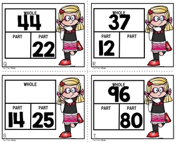 Valentine's Day Part Part Whole Math Task Cards 2 Digit No Regrouping - Image 2