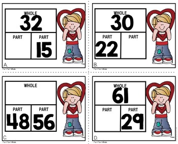 Valentine's Day Part Part Whole Math Task Cards with Regrouping - Image 3