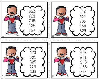 Valentine's Day Ordering Numbers from Least to Greatest Math Task Cards - Image 2