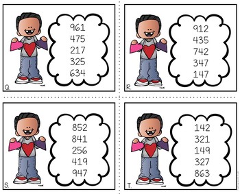 Valentine's Day Ordering Numbers from Least to Greatest Math Task Cards - Image 3