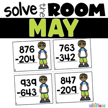 3 Digit Subtraction With and Without Regrouping End of Year Math Task Cards