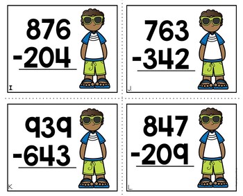 3 Digit Subtraction With and Without Regrouping End of Year Math Task Cards - Image 3