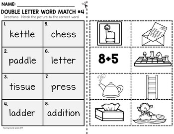 Double Consonant Worksheets Word Match | Double Letters Phonics Practice - Image 2