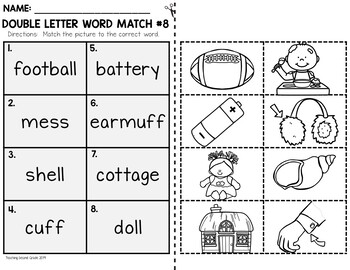 Double Consonant Worksheets Word Match | Double Letters Phonics Practice - Image 3