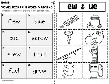 Vowel Digraphs Phonics Worksheets Cut and Paste | Word Work 1st 2nd - Image 3