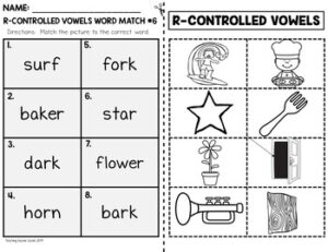 R Controlled Vowels Cut and Paste | Bossy R Worksheets K-2