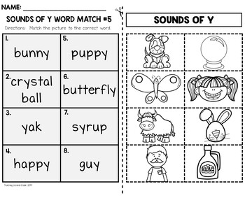 Sounds of Y Worksheets Cut and Paste | Y as Vowel and Consonant Phonics - Image 2