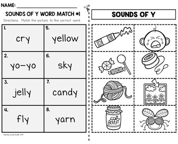 Sounds of Y Worksheets Cut and Paste | Y as Vowel and Consonant Phonics - Image 3
