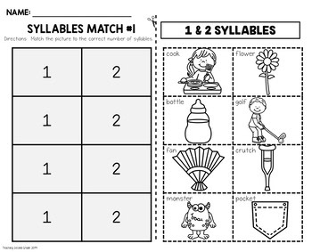 Syllables Cut and Paste ELA Worksheets - Image 2