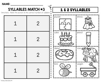 Syllables Cut and Paste ELA Worksheets - Image 3