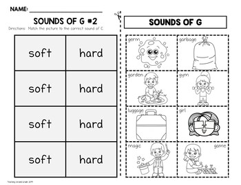 Hard and Soft G Worksheets for Phonics Practice