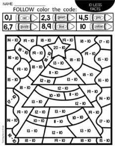 Christmas Color by Code with Subtraction Facts - Teaching Ideas Made Easy