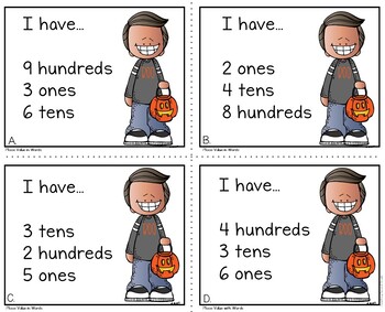 Halloween Place Value Math Task Cards - Teaching Ideas Made Easy