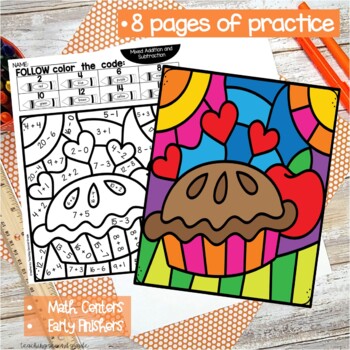 Thanksgiving Color by Code with Addition and Subtraction - Image 3