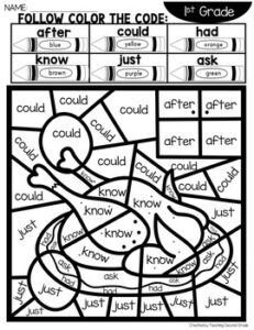 Thanksgiving Color by Code Sight Word with 1st Grade Words - Teaching ...