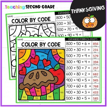 Place Value Thanksgiving Color by Number - Image 2