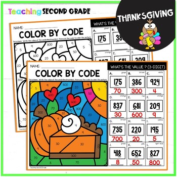 Place Value Thanksgiving Color by Number - Image 3