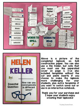 Helen Keller Activities Interactive Notebook with Nouns and Fact and Opinion - Image 2