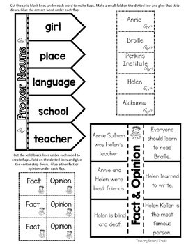 Helen Keller Activities Interactive Notebook with Nouns and Fact and Opinion - Image 3
