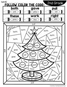 Christmas Sight Words Color by Code with 2nd Grade Words - Teaching ...