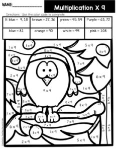 Winter Color by Number Multiplication Facts - Teaching Ideas Made Easy