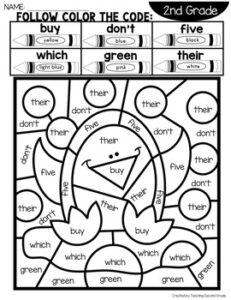 Winter Sight Word Color by Code with 2nd Grade Words - Teaching Ideas ...