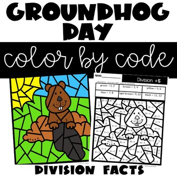 Groundhog Day Color by Number Division Facts