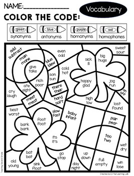 Color by Code St. Patrick's Day Parts of Speech - Image 2