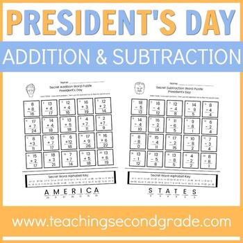 Presidents' Day Addition and Subtraction Worksheets